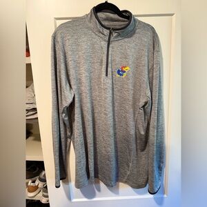 NWT Kansas Jayhawks COLOSSEUM Embroidered Gray 1/4 Zip Light Jacket Mens Large